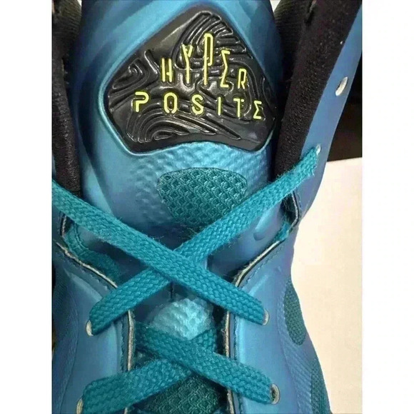 NIKE ID Air Max Mens Sz 11 Hyperposite Tropical Teal Yellow 524862 303 2013 - Picture 8 of 9